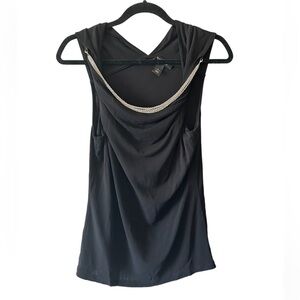 WHBM Chain Embellished Black Sleeveless Top Large